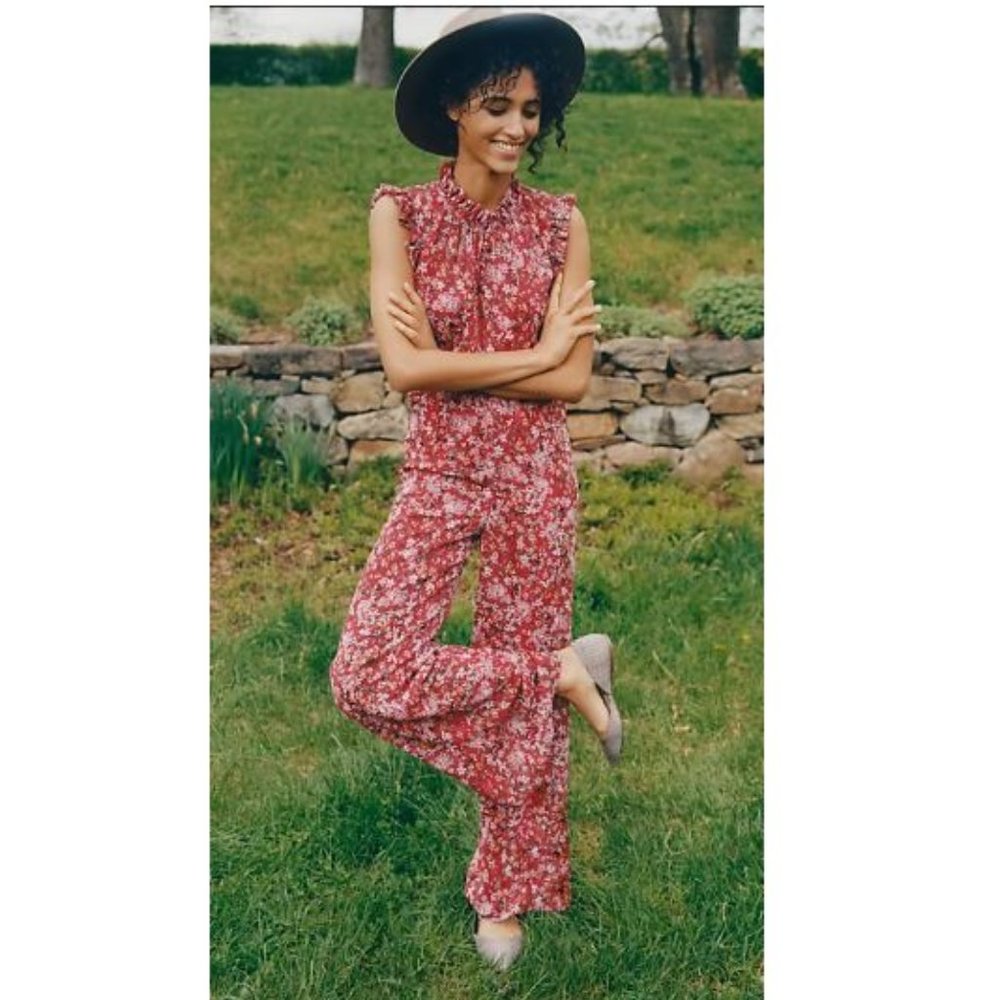 Anthropologie Troubadour Jumpsuit in Red Floral by Ali + Jay – Size Medium - NWT